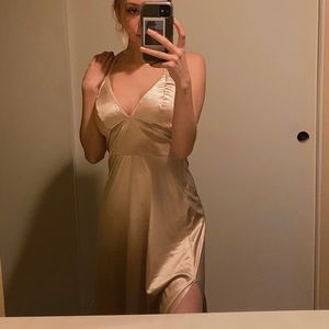 sleek and classy gold silk dress